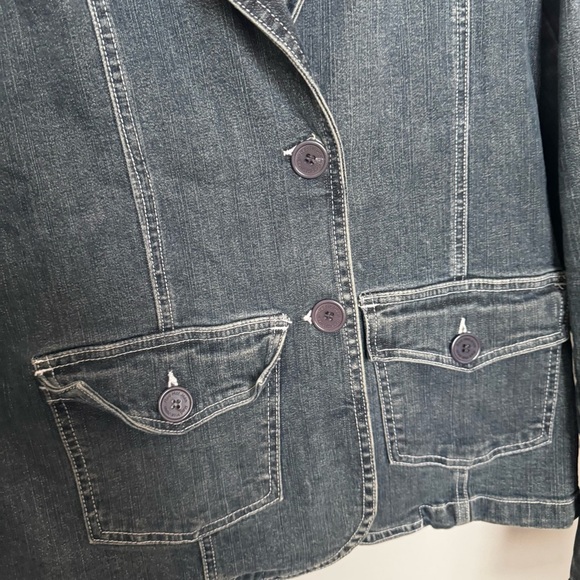 Vintage denim coat with unique buttons and stitching punk y2k grunge M - Picture 5 of 7